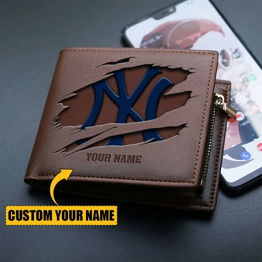 [FLASH SALE] NEW CUSTOMIZED MLB01 NYY NEW YORK YANKEES LEATHER WALLET