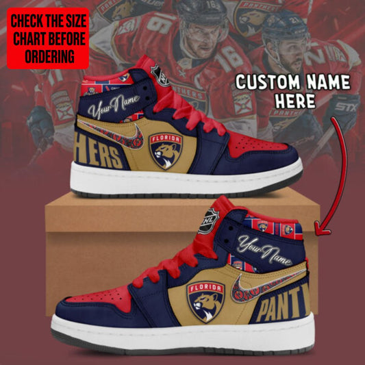 [SUPER SALE] NEW CUSTOMIZED NHL01 FPT FLORIDA PANTHERS AIR JORDAN SNEAKERS