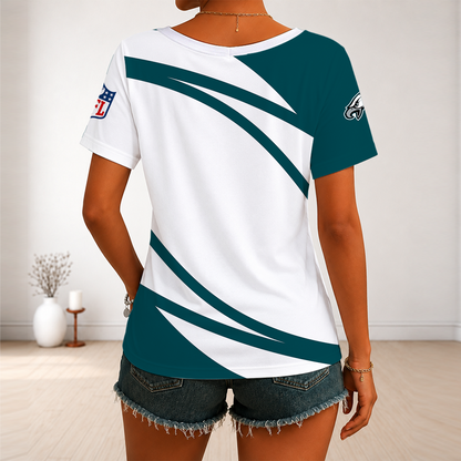 [SPECIAL OFFER] NEW CUSTOMIZED NFL02 PPE PHILADELPHIA EAGLES V-NECK FEMALE SHIRT
