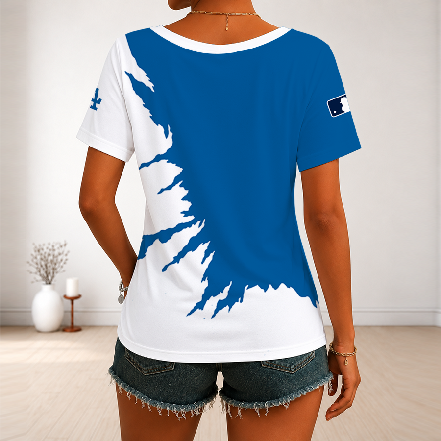 [FLASH SALE] NEW CUSTOMIZED MLB02 LAD LOS ANGELES DODGERS V-NECK FEMALE SHIRT