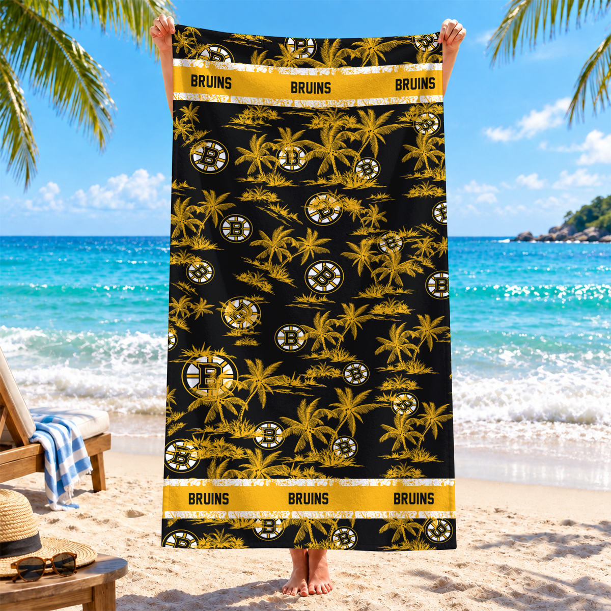 [SUPER SALE] NEW CUSTOMIZED NHL02 BTB BOSTON BRUINS BEACH TOWEL
