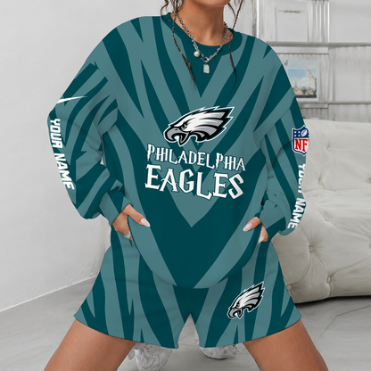 [SPECIAL OFFER] NEW CUSTOMIZED NFL02 PPE PHILADELPHIA EAGLES UNISEX SWEATSHIRT & SHORTS SET