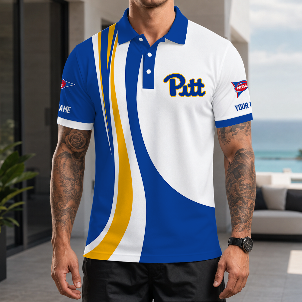 [FAN FAVORITE] NEW CUSTOMIZED NCAA FBS02 PIP PITTSBURGH PANTHERS POLO SHIRT
