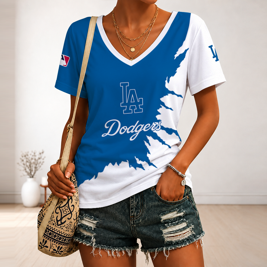 [FLASH SALE] NEW CUSTOMIZED MLB02 LAD LOS ANGELES DODGERS V-NECK FEMALE SHIRT