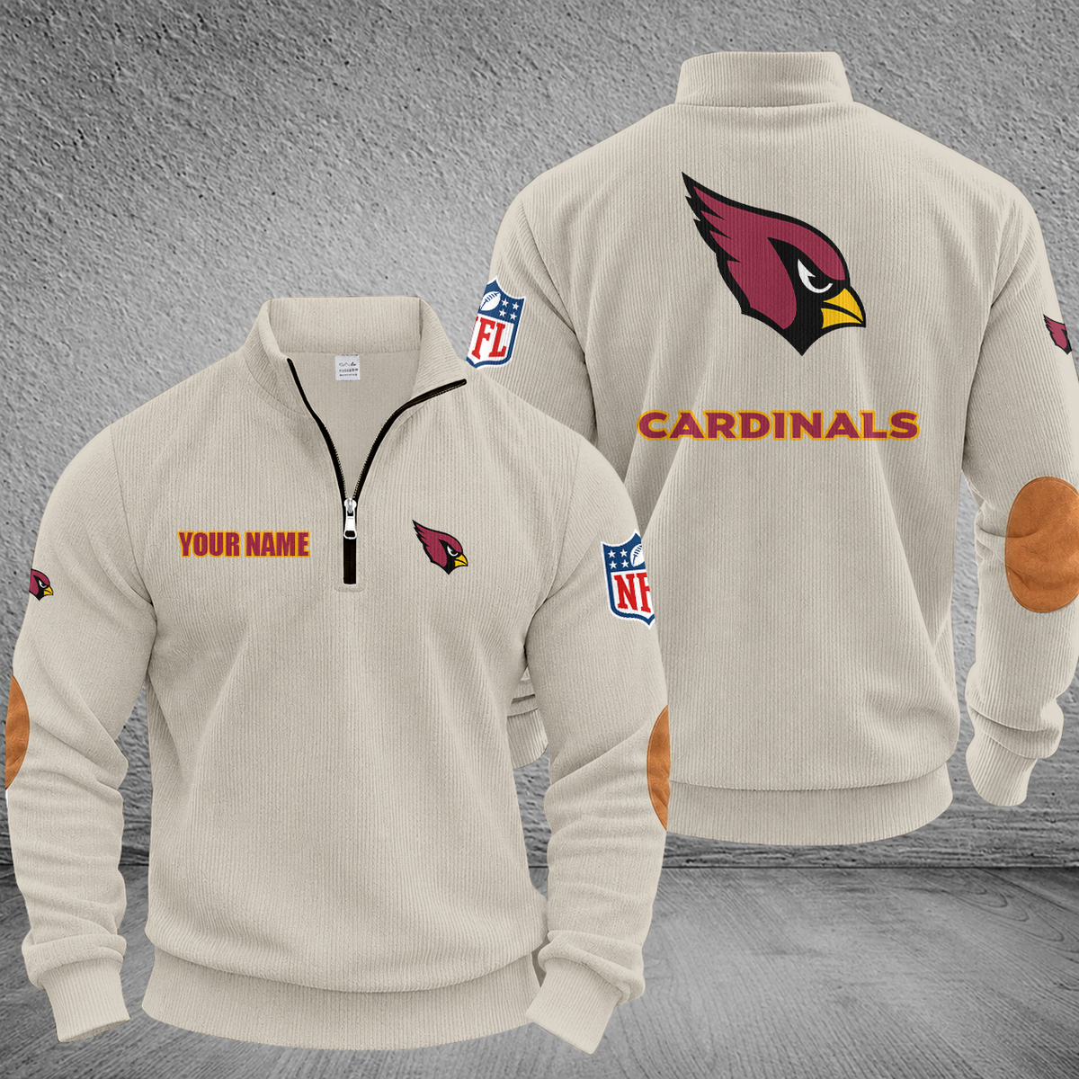 [SPECIAL OFFER] NEW CUSTOMIZED NFL20 ARC ARIZONA CARDINALS MULTICOLOR STRIPED QUATER ZIP SWEATSHIRT