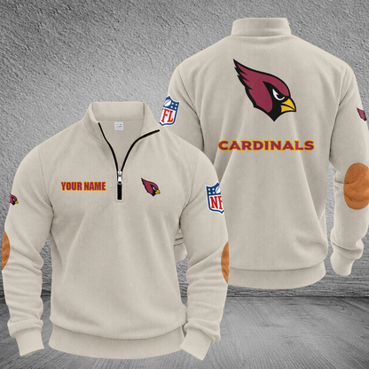 [SPECIAL OFFER] NEW CUSTOMIZED NFL20 ARC ARIZONA CARDINALS MULTICOLOR STRIPED QUATER ZIP SWEATSHIRT