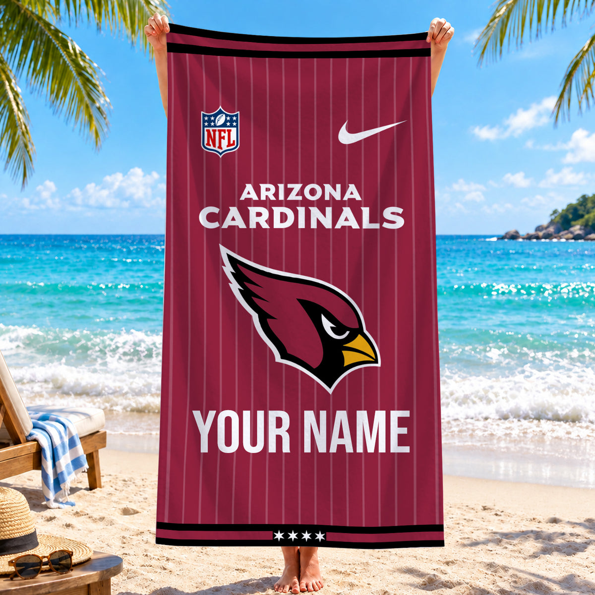 [SPECIAL OFFER] NEW CUSTOMIZED NFL20 ARC ARIZONA CARDINALS BEACH TOWEL