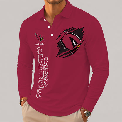 [SPECIAL OFFER] NEW CUSTOMIZED NFL20 ARC ARIZONA CARDINALS LONG SLEEVE POLO SHIRT