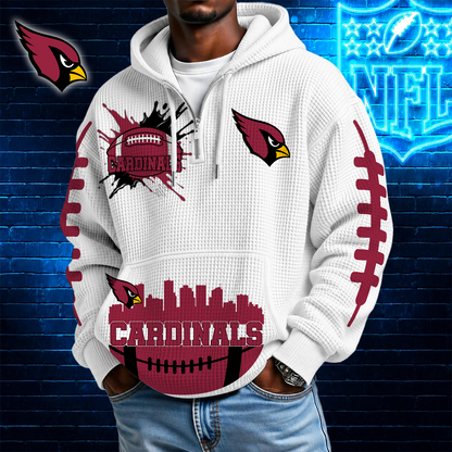 [SPECIAL OFFER] NEW CUSTOMIZED NFL20 ARC ARIZONA CARDINALS WAFFLE FULL ZIP HOODIE