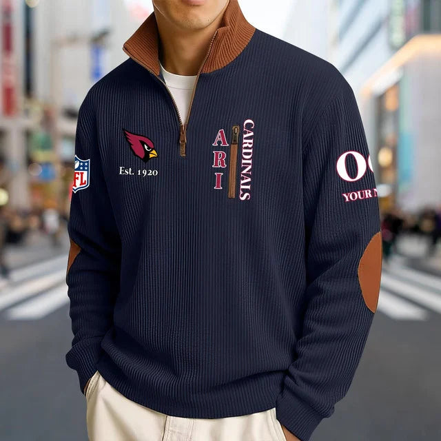 [SPECIAL OFFER] NEW CUSTOMIZED NFL20 ARC ARIZONA CARDINALS MULTICOLOR STRIPED QUATER ZIP SWEATSHIRT