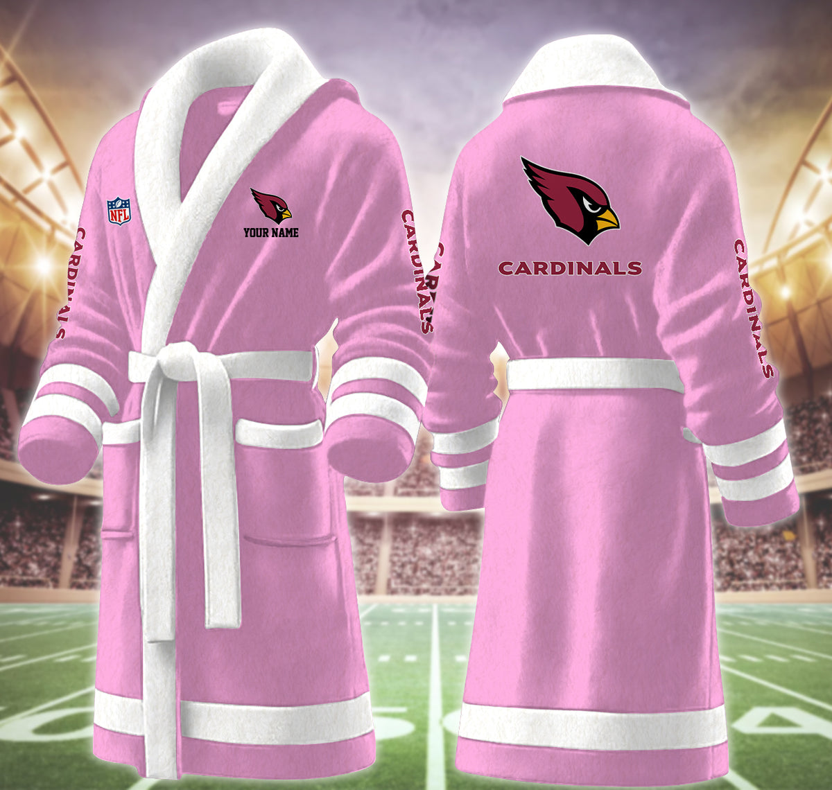 [SPECIAL OFFER] NEW CUSTOMIZED NFL20 ARC ARIZONA CARDINALS MULTICOLOR FLEECE BATHROBE