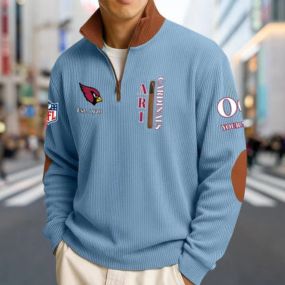 [SPECIAL OFFER] NEW CUSTOMIZED NFL20 ARC ARIZONA CARDINALS MULTICOLOR STRIPED QUATER ZIP SWEATSHIRT