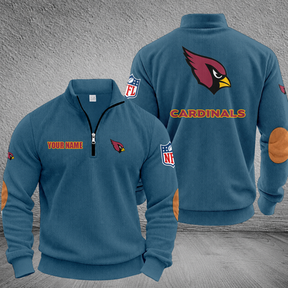 [SPECIAL OFFER] NEW CUSTOMIZED NFL20 ARC ARIZONA CARDINALS MULTICOLOR STRIPED QUATER ZIP SWEATSHIRT