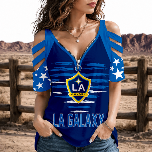 [FAN EXCLUSIVE] NEW CUSTOMIZED MLS20 LAG LA GALAXY STRAPPY COLD-SHOULDER TOP