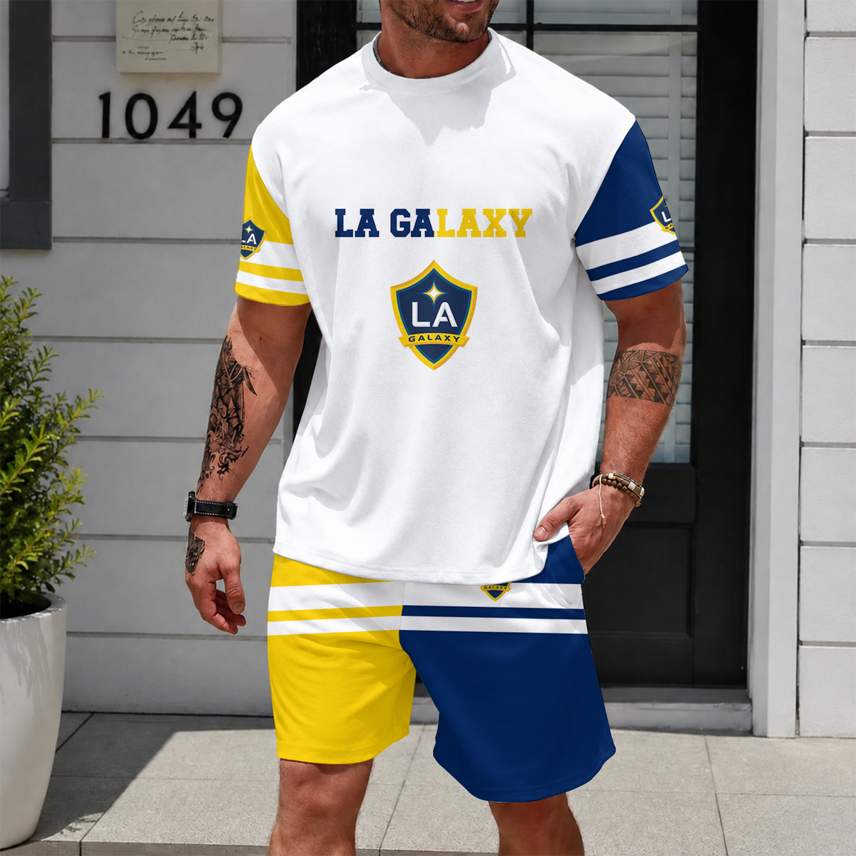 [FAN EXCLUSIVE] NEW CUSTOMIZED MLS20 LAG LA GALAXY UNISEX T-SHIRT & SHORTS SET