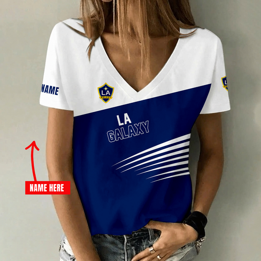 [FAN EXCLUSIVE] NEW CUSTOMIZED MLS20 LAG LA GALAXY V-NECK FEMALE SHIRT