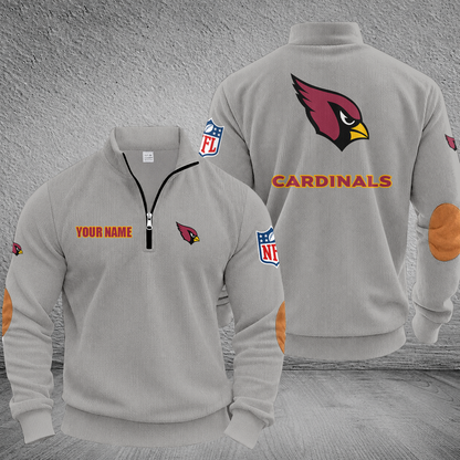 [SPECIAL OFFER] NEW CUSTOMIZED NFL20 ARC ARIZONA CARDINALS MULTICOLOR STRIPED QUATER ZIP SWEATSHIRT
