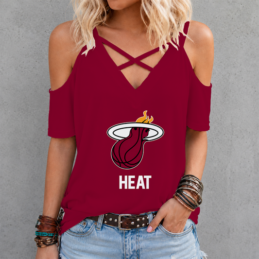 [HOT DEAL] NEW CUSTOMIZED NBA20 MHE MIAMI HEAT CRISS CROSS V-NECK TOP