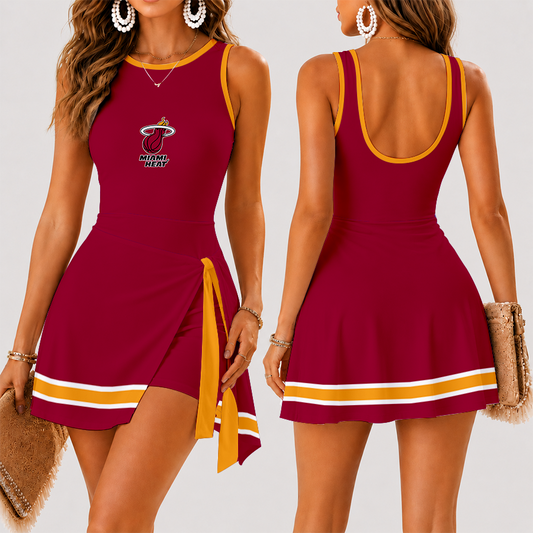 [HOT DEAL] NEW CUSTOMIZED NBA20 MHE MIAMI HEAT WOMEN'S SUMMER SKORT DRESS