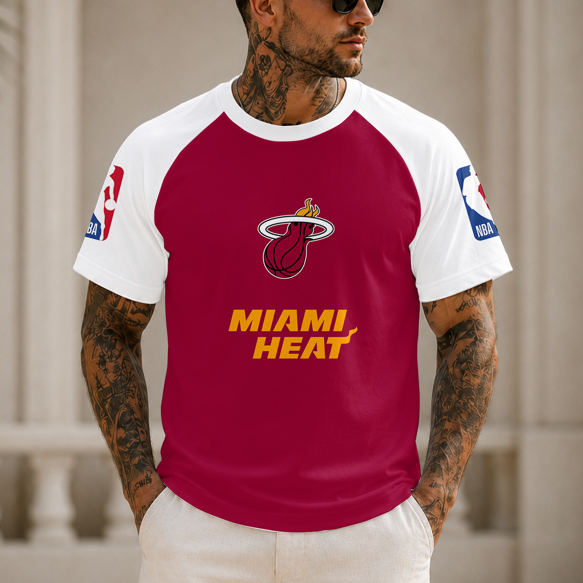 [HOT DEAL] NEW CUSTOMIZED NBA20 MHE MIAMI HEAT RAGLAN TEE