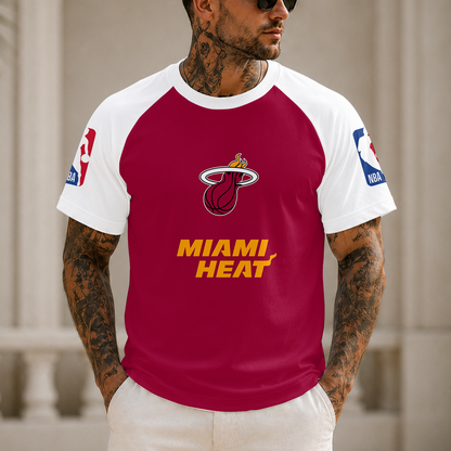 [HOT DEAL] NEW CUSTOMIZED NBA20 MHE MIAMI HEAT RAGLAN TEE