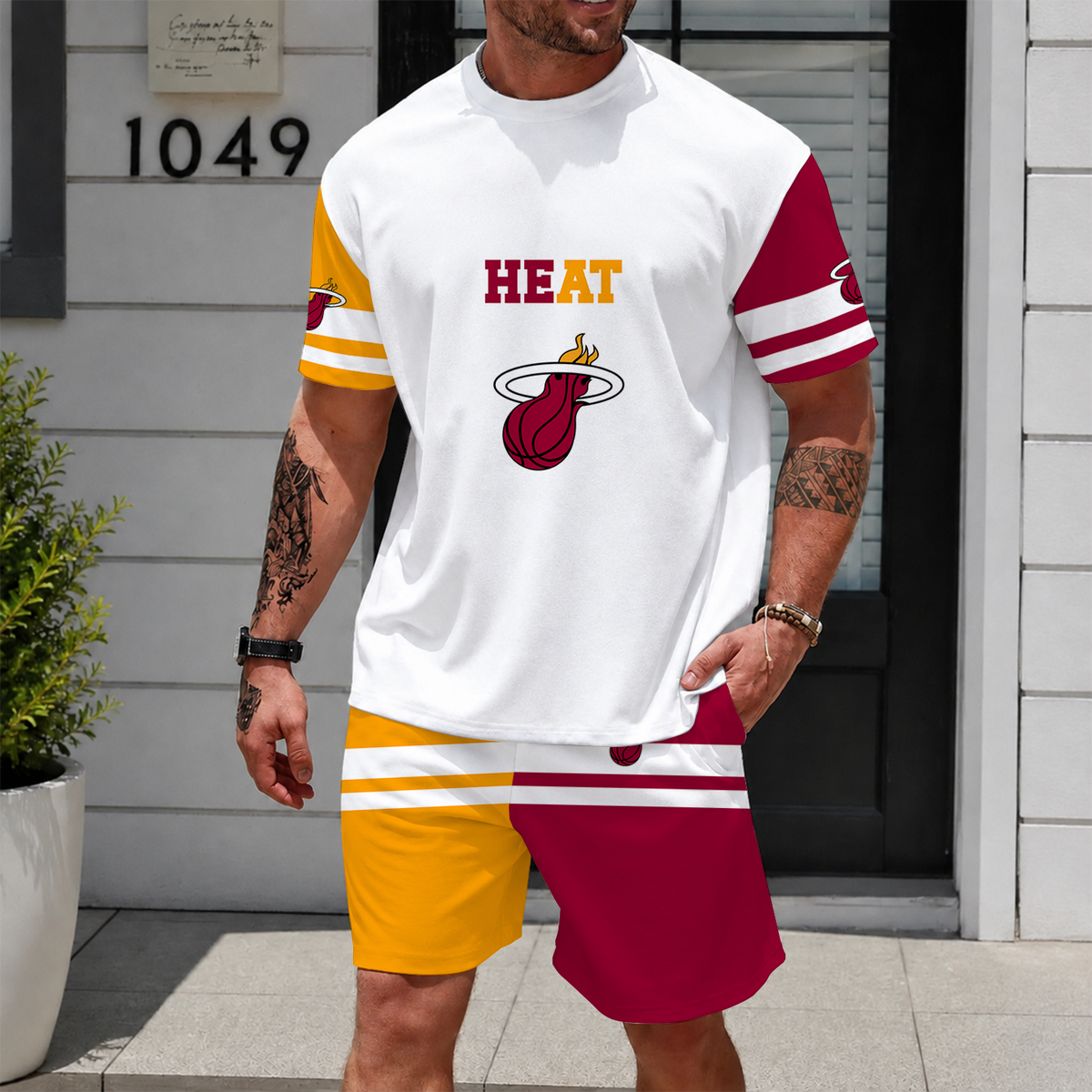 [HOT DEAL] NEW CUSTOMIZED NBA20 MHE MIAMI HEAT UNISEX T-SHIRT & SHORTS SET