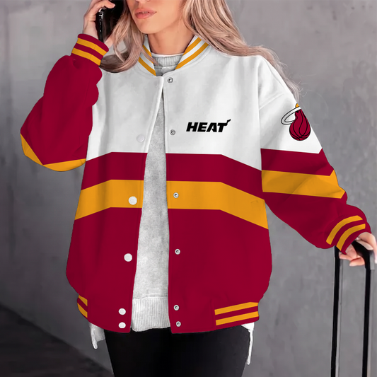[HOT DEAL] NEW CUSTOMIZED NBA20 MHE MIAMI HEAT BASEBALL JACKET, SATIN VARSITY JACKET