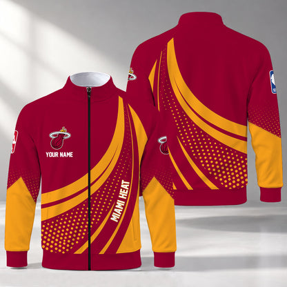 [HOT DEAL] NEW CUSTOMIZED NBA20 MHE MIAMI HEAT STAND COLLAR JACKET