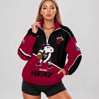 [HOT DEAL] NEW CUSTOMIZED NBA20 MHE MIAMI HEAT V-NECK ZIPPER SWEATSHIRT JACKET
