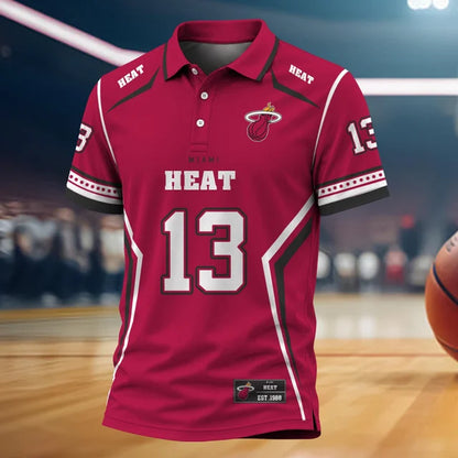 [HOT DEAL] NEW CUSTOMIZED NBA20 MHE MIAMI HEAT POLO SHIRT
