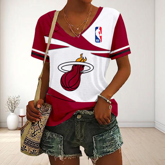 [HOT DEAL] NEW CUSTOMIZED NBA20 MHE MIAMI HEAT V-NECK FEMALE SHIRT