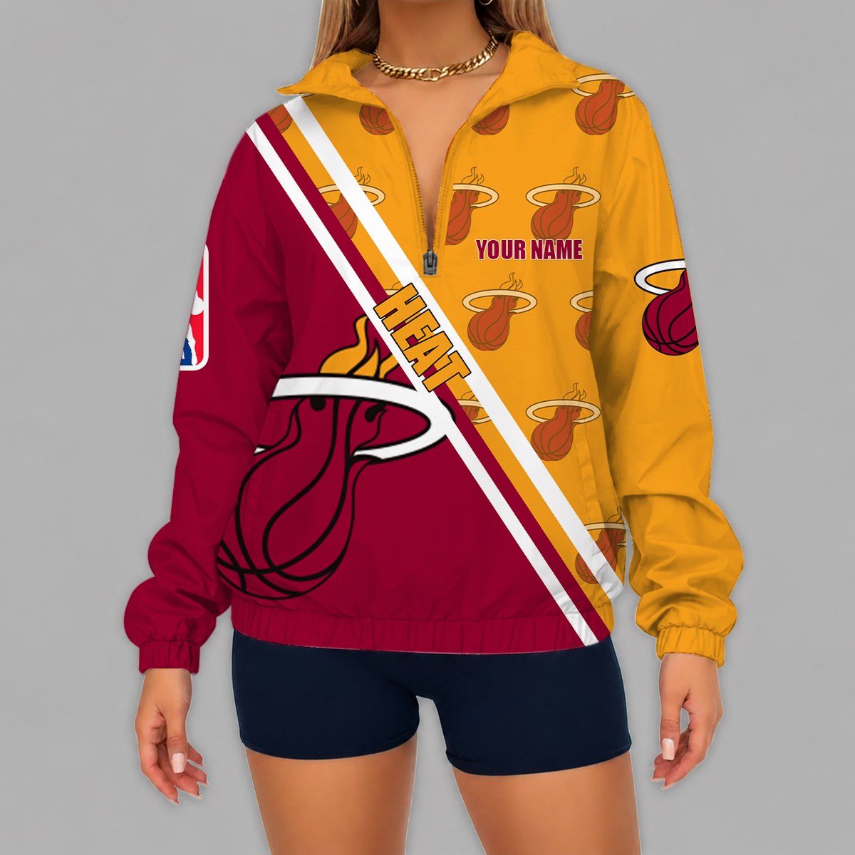 [HOT DEAL] NEW CUSTOMIZED NBA20 MHE MIAMI HEAT V-NECK ZIPPER SWEATSHIRT JACKET