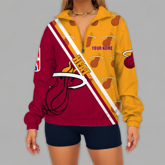 [HOT DEAL] NEW CUSTOMIZED NBA20 MHE MIAMI HEAT V-NECK ZIPPER SWEATSHIRT JACKET