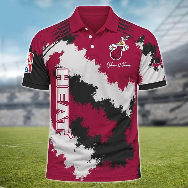 [HOT DEAL] NEW CUSTOMIZED NBA20 MHE MIAMI HEAT MULTICOLOR POLO SHIRT