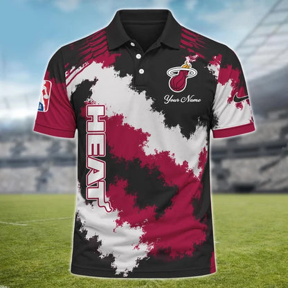 [HOT DEAL] NEW CUSTOMIZED NBA20 MHE MIAMI HEAT MULTICOLOR POLO SHIRT