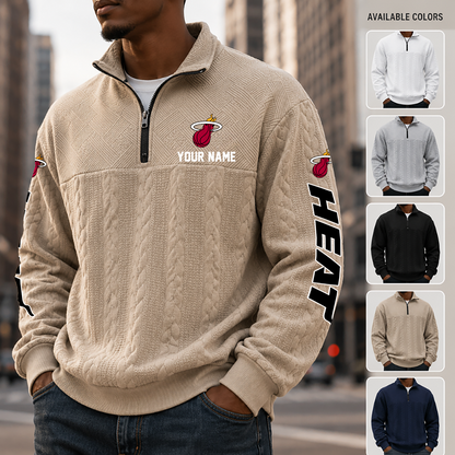[HOT DEAL] NEW CUSTOMIZED NBA20 MHE MIAMI HEAT MULTICOLOR QUARTER-ZIP SWEATSHIRT