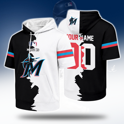 [FLASH SALE] NEW CUSTOMIZED MLB20 MMS MIAMI MARLINS SHORT SLEEVE HOODIE