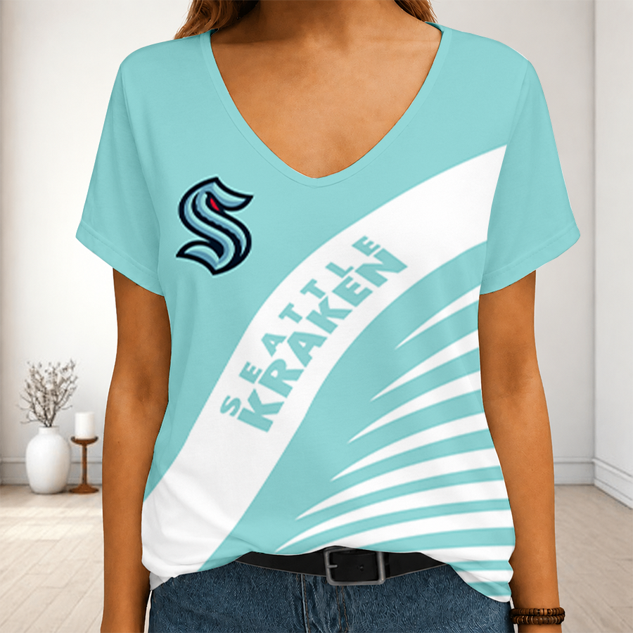 [SUPER SALE] NEW CUSTOMIZED NHL20 SEATTLE KRAKEN V-NECK FEMALE SHIRT