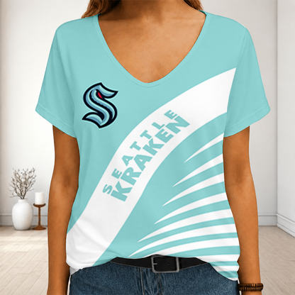 [SUPER SALE] NEW CUSTOMIZED NHL20 SEATTLE KRAKEN V-NECK FEMALE SHIRT