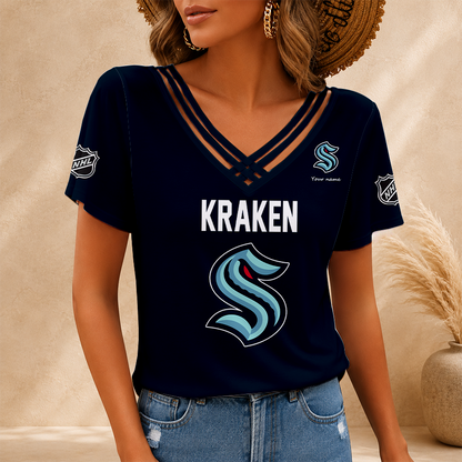 [SUPER SALE] NEW CUSTOMIZED NHL20 SEATTLE KRAKEN V-NECK SHIRT