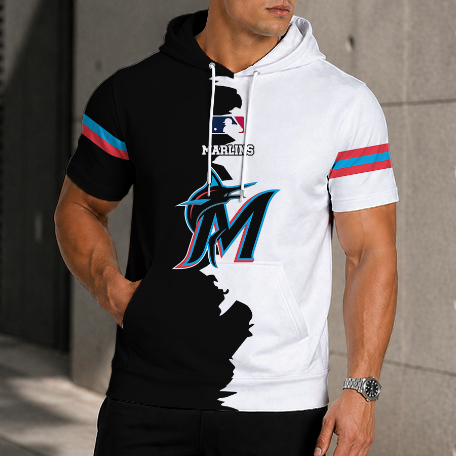 [FLASH SALE] NEW CUSTOMIZED MLB20 MMS MIAMI MARLINS SHORT SLEEVE HOODIE