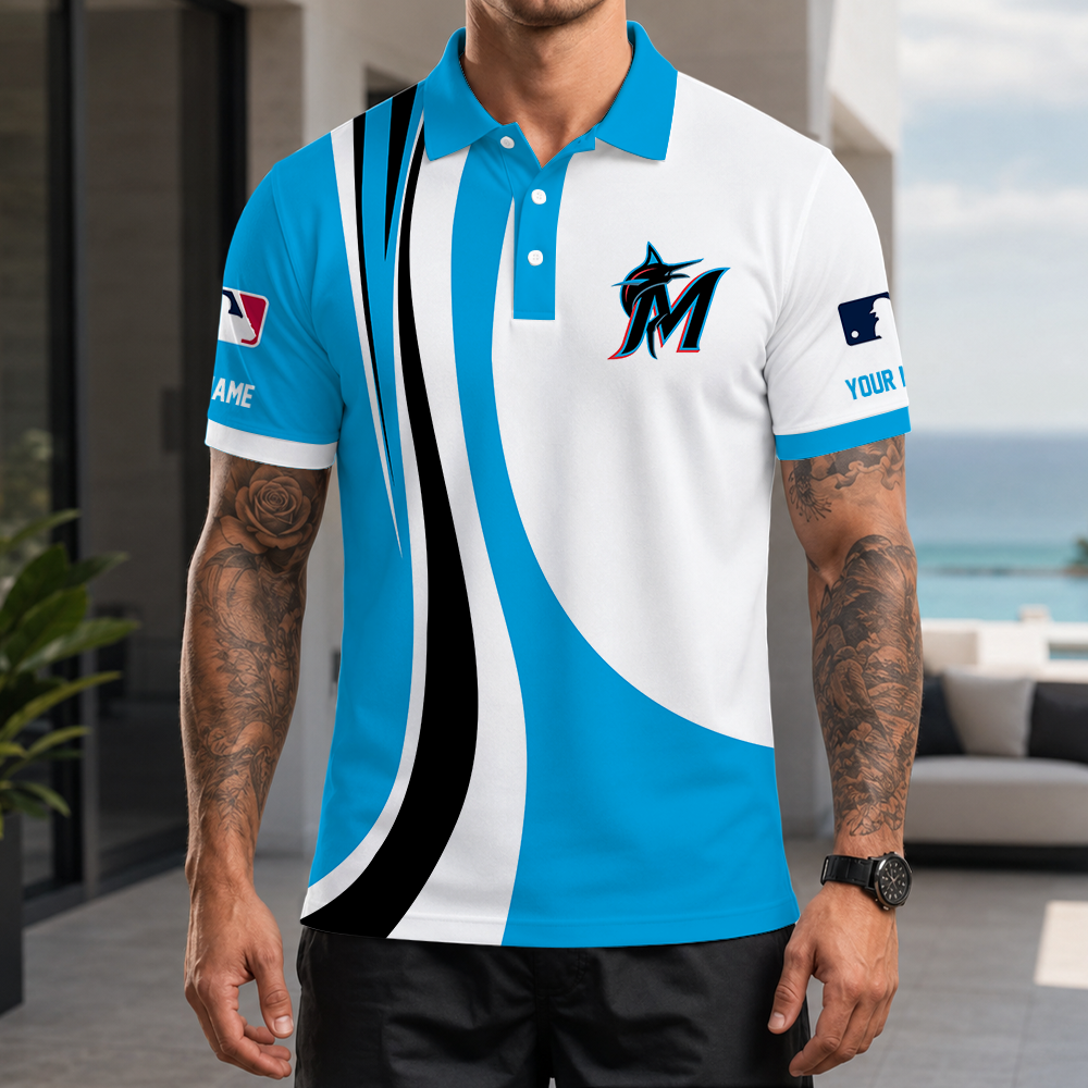 [FLASH SALE] NEW CUSTOMIZED MLB20 MMS MIAMI MARLINS POLO SHIRT
