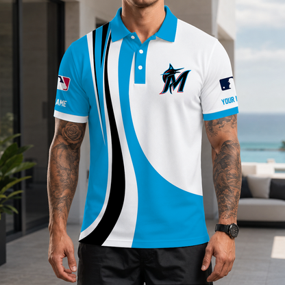 [FLASH SALE] NEW CUSTOMIZED MLB20 MMS MIAMI MARLINS POLO SHIRT