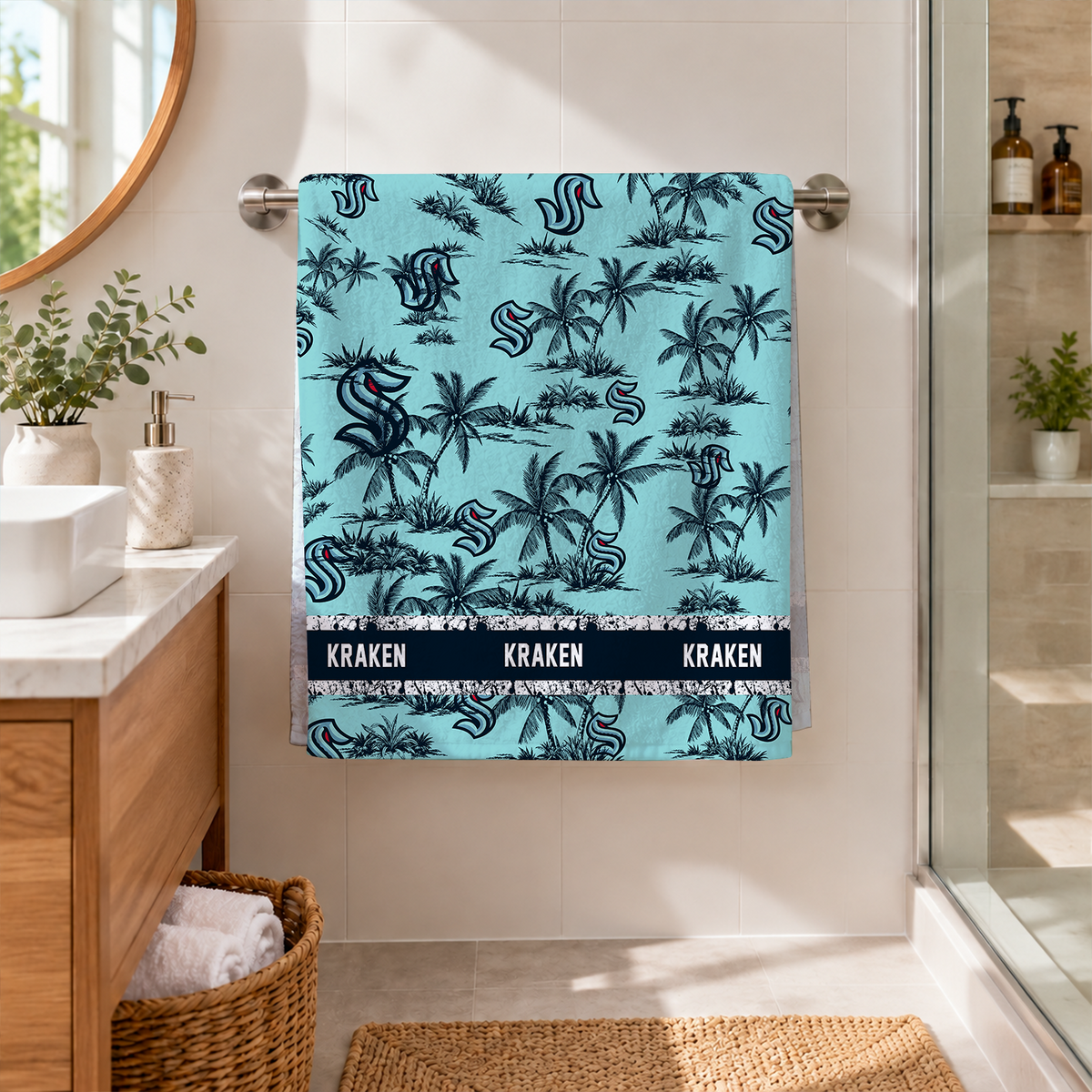[SUPER SALE] NEW CUSTOMIZED NHL20 STK SEATTLE KRAKEN BEACH TOWEL