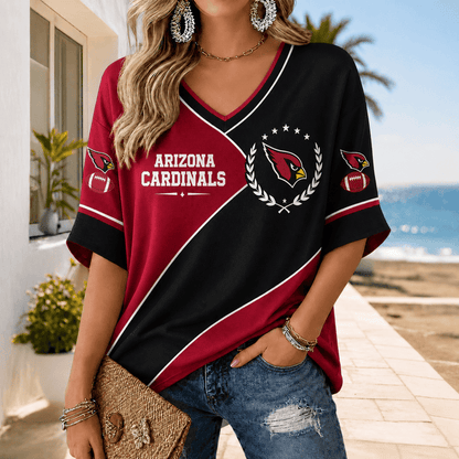 [SPECIAL OFFER] NEW CUSTOMIZED NFL20 ARC ARIZONA CARDINALS WOMEN'S HEART V-NECK LONG SLEEVE SHIRT