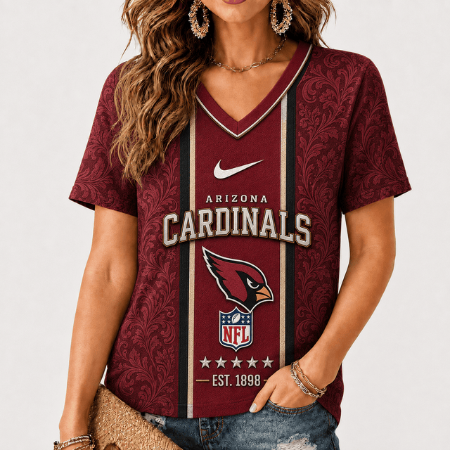 [SPECIAL OFFER] NEW CUSTOMIZED NFL20 ARC ARIZONA CARDINALS V-NECK FEMALE SHIRT