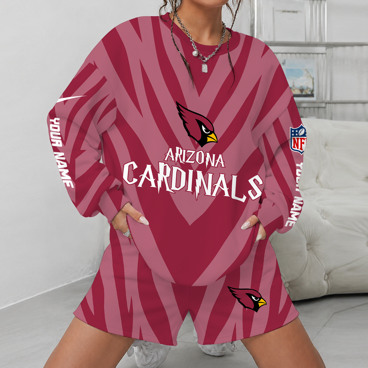 [SPECIAL OFFER] NEW CUSTOMIZED NFL20 ARC ARIZONA CARDINALS UNISEX SWEATSHIRT & SHORTS SET