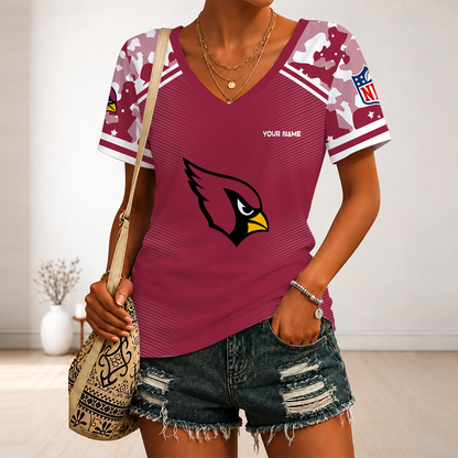 [SPECIAL OFFER] NEW CUSTOMIZED NFL20 ARC ARIZONA CARDINALS V-NECK FEMALE SHIRT
