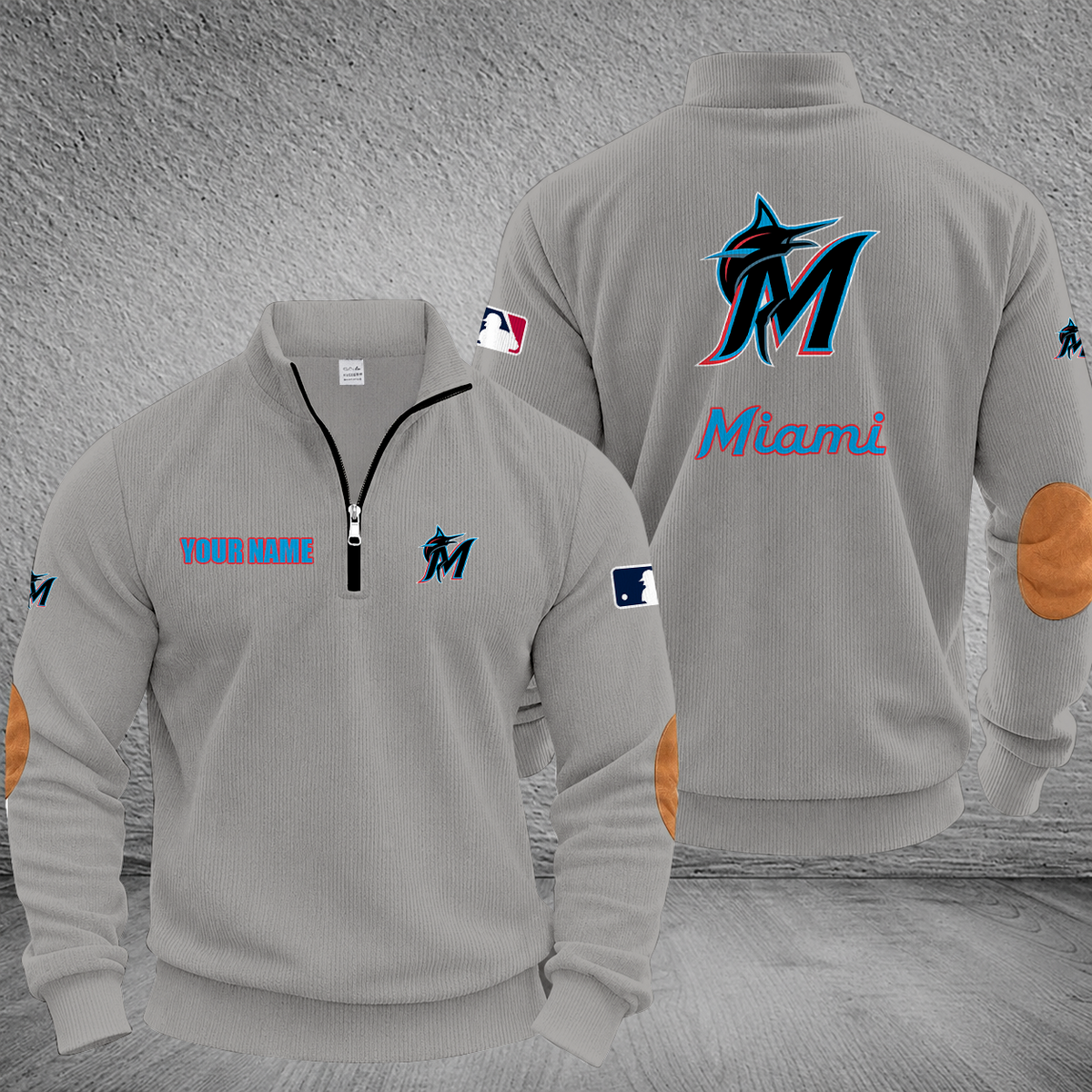 [FLASH SALE] NEW CUSTOMIZED MLB20 MMS MIAMI MARLINS MULTICOLOR STRIPED QUATER ZIP SWEATSHIRT