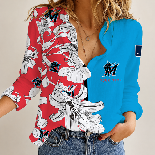 [FLASH SALE] NEW CUSTOMIZED MLB20 MMS MIAMI MARLINS WOMEN CASUAL SHIRT